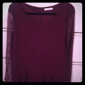 Lush Size Medium Burgundy Tunic Dress Lace